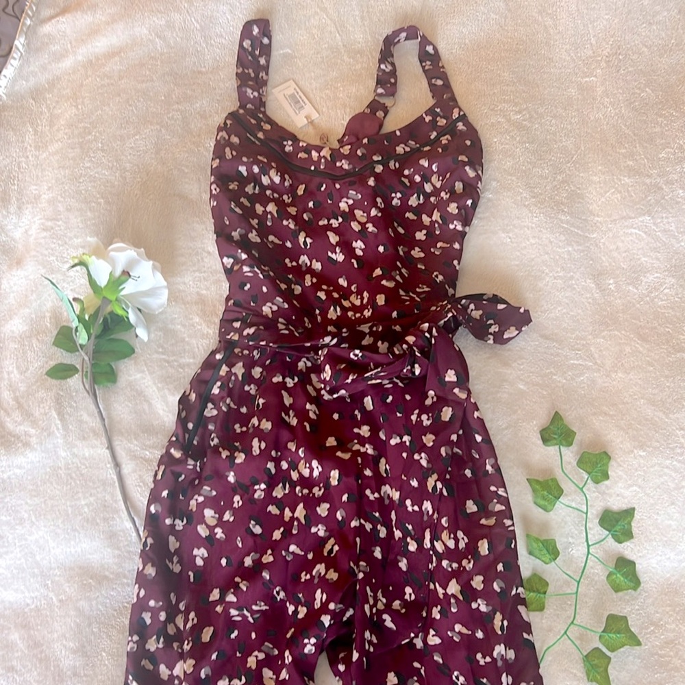 NWT Heartloom Bailey Burgundy Abstract Print Jumpsuit (S)